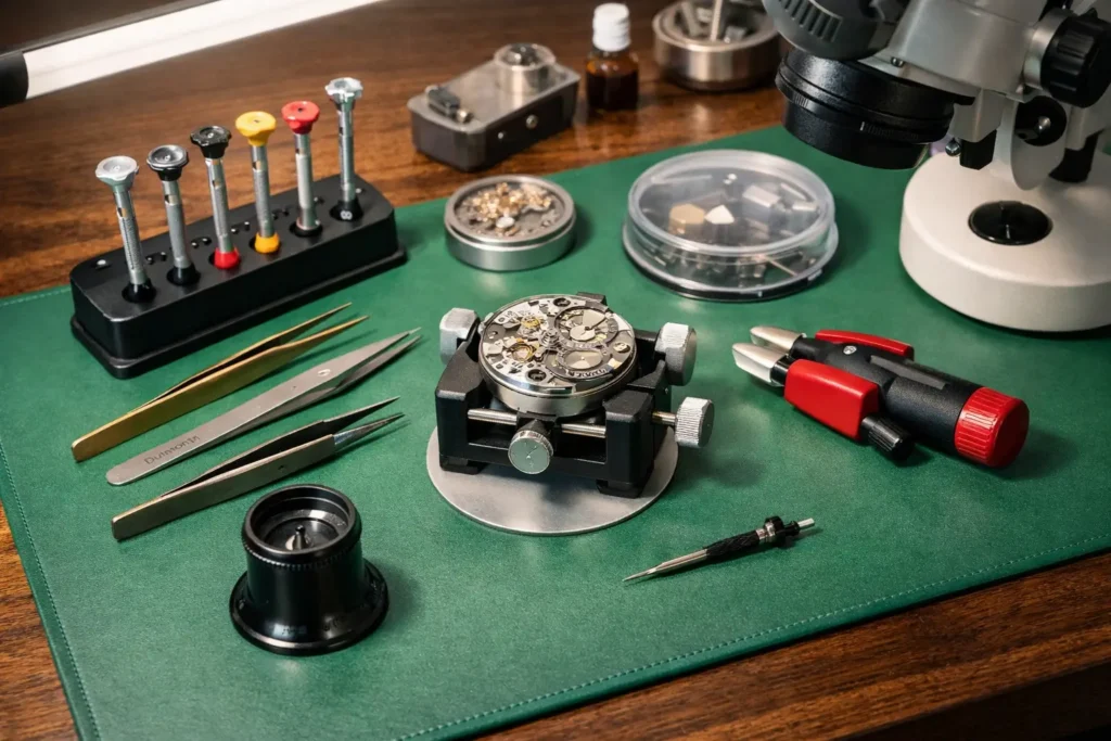 TimeRepair watchmaker carefully handling a mechanical timepiece